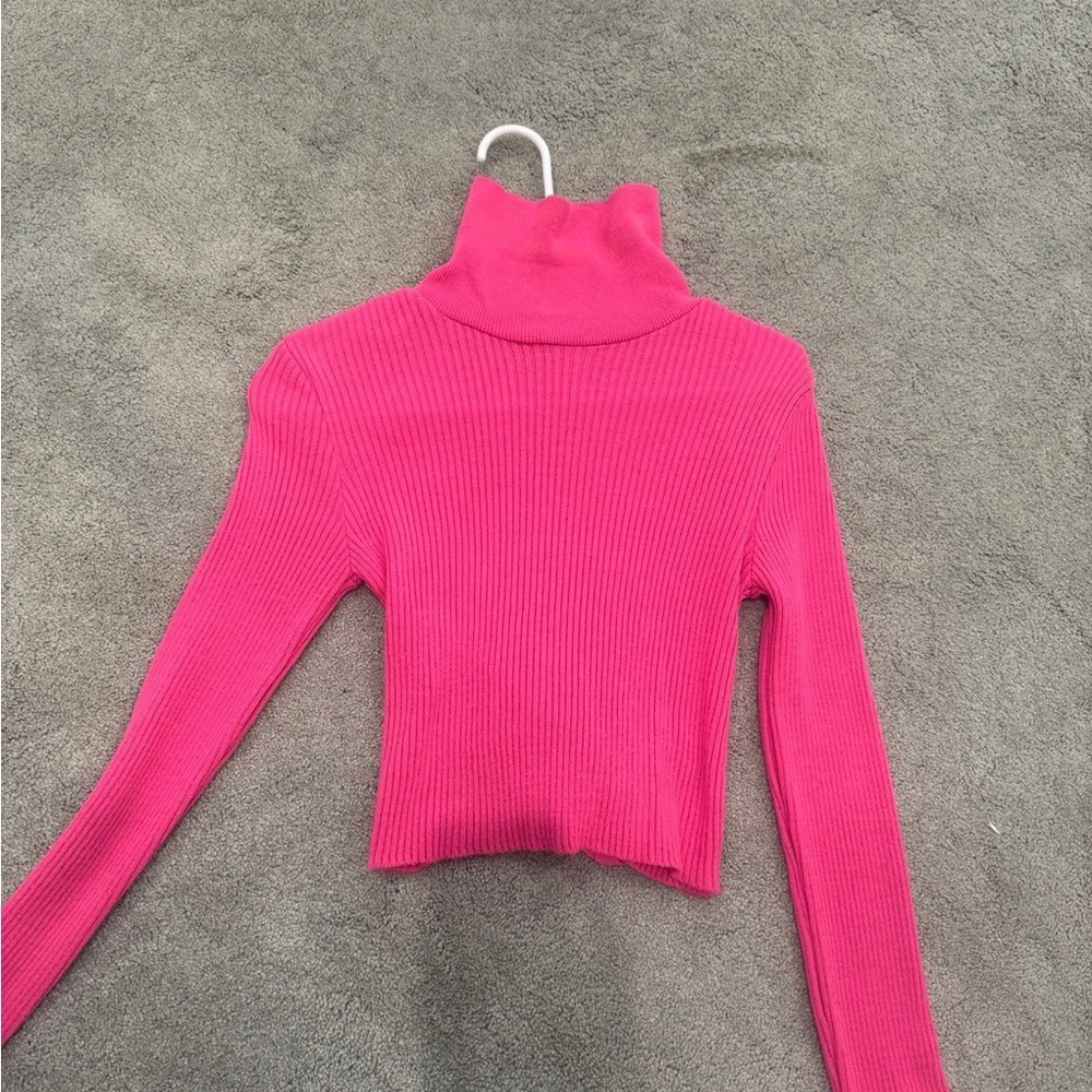 Hot Pink Turtleneck Sweater Size Small- Nasty Gal